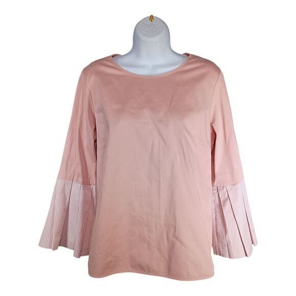 Ted Baker Jesieh Striped Bell Sleeve Cotton Top Pink Women's 4/US 10 - Picture 2 of 7